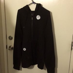 Black Zipper-front Sweatshirt